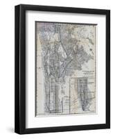 1941, Manhattan and The Bronx Map, New York, United States-null-Framed Giclee Print