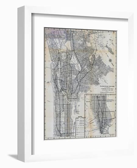 1941, Manhattan and The Bronx Map, New York, United States-null-Framed Giclee Print