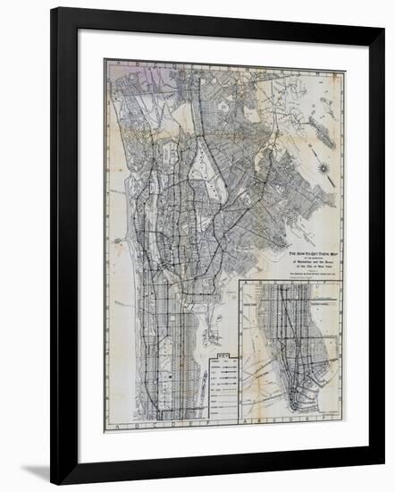 1941, Manhattan and The Bronx Map, New York, United States-null-Framed Giclee Print