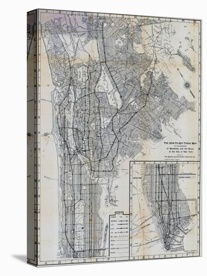 1941, Manhattan and The Bronx Map, New York, United States-null-Stretched Canvas