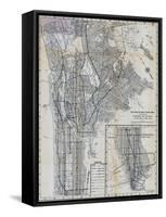 1941, Manhattan and The Bronx Map, New York, United States-null-Framed Stretched Canvas