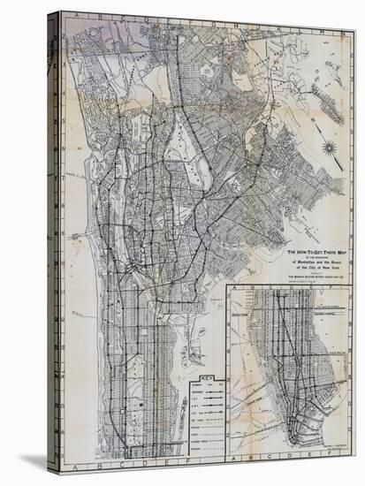 1941, Manhattan and The Bronx Map, New York, United States-null-Stretched Canvas