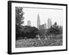 1943 Children Working in Victory Gardens in St. Gabriel's Park New York City Chrysler Building-null-Framed Photographic Print