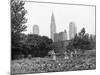 1943 Children Working in Victory Gardens in St. Gabriel's Park New York City Chrysler Building-null-Mounted Photographic Print