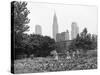 1943 Children Working in Victory Gardens in St. Gabriel's Park New York City Chrysler Building-null-Stretched Canvas