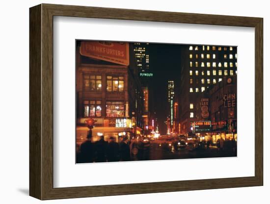 1945: 49th and Broadway Area with Chin Lee Restaurant in the Background, New York, NY-Andreas Feininger-Framed Photographic Print