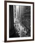 1945 Aerial View of VE Day Celebration on Wall Street NYC with Flags and Confetti Flying-null-Framed Photographic Print