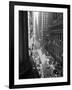 1945 Aerial View of VE Day Celebration on Wall Street NYC with Flags and Confetti Flying-null-Framed Photographic Print