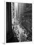 1945 Aerial View of VE Day Celebration on Wall Street NYC with Flags and Confetti Flying-null-Framed Photographic Print