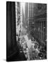 1945 Aerial View of VE Day Celebration on Wall Street NYC with Flags and Confetti Flying-null-Stretched Canvas