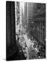 1945 Aerial View of VE Day Celebration on Wall Street NYC with Flags and Confetti Flying-null-Stretched Canvas