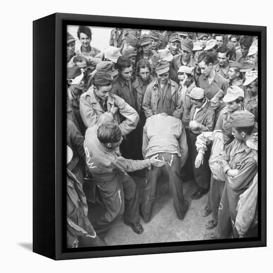 1945: Continental Central Pow Enclosure 15, Attichy, France-Ralph Morse-Framed Stretched Canvas