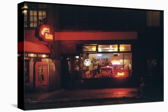 1945: Harry's Bar' Lit Up at Night, 52nd Street, Midtown Area, New York, Ny-Andreas Feininger-Stretched Canvas