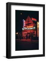 1945: Neon Lights Outside the Sportsman Cafe on 236 West 50th Street at Night, New York, NY-Andreas Feininger-Framed Premium Photographic Print