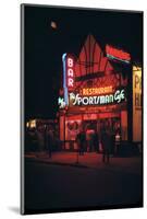 1945: Neon Lights Outside the Sportsman Cafe on 236 West 50th Street at Night, New York, NY-Andreas Feininger-Mounted Photographic Print