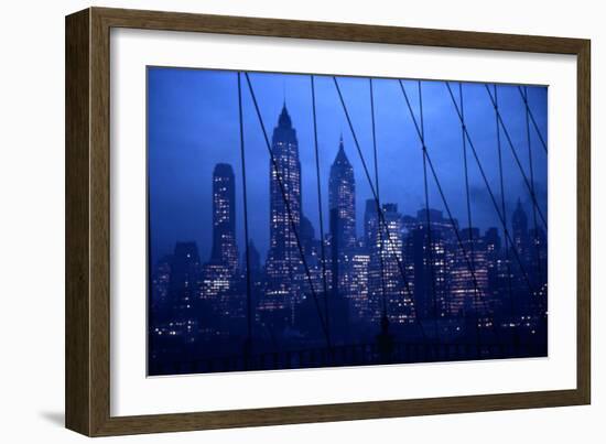 1945: New York Skyline View During Twilight Hours-Andreas Feininger-Framed Photographic Print