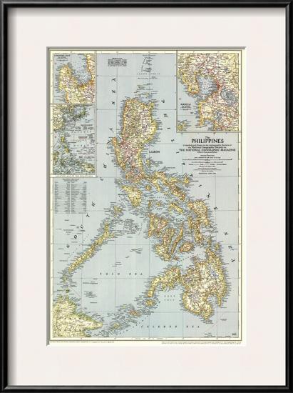 1945 Philippines Map-National Geographic Maps-Framed Art Print
