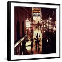 1945: Rainy Night in Times Square with Neon and Billboards, New York, NY-Andreas Feininger-Framed Photographic Print