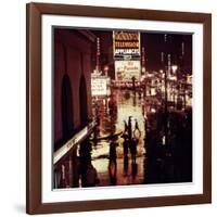 1945: Rainy Night in Times Square with Neon and Billboards, New York, NY-Andreas Feininger-Framed Photographic Print