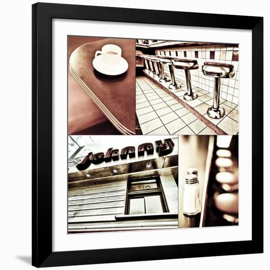 1945's diner colour collage II-Jean-François Dupuis-Framed Art Print