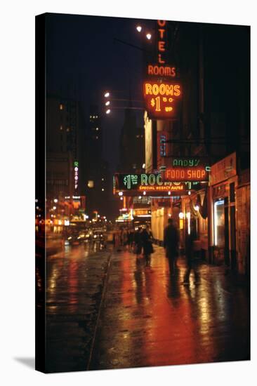1945: Street Scene Outside of Hotels on East 43rd Street by Times Square, New York, Ny-Andreas Feininger-Stretched Canvas