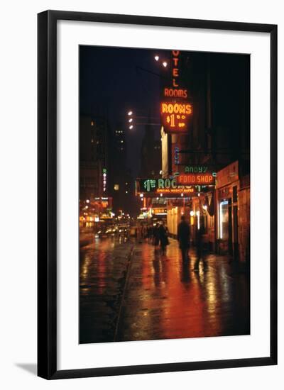 1945: Street Scene Outside of Hotels on East 43rd Street by Times Square, New York, Ny-Andreas Feininger-Framed Photographic Print