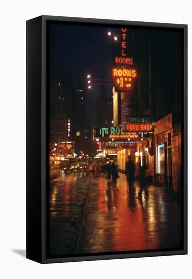 1945: Street Scene Outside of Hotels on East 43rd Street by Times Square, New York, Ny-Andreas Feininger-Framed Stretched Canvas