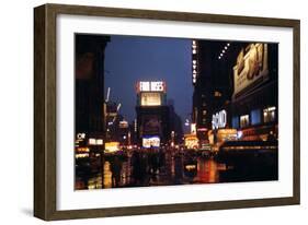 1945: Times Square at Night after Rain, New York, NY-Andreas Feininger-Framed Photographic Print