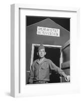 1945: Us Army Pfc Francis Tourtillot at Continental Central Pow Enclosure 15, Attichy, France-Ralph Morse-Framed Photographic Print