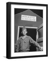 1945: Us Army Pfc Francis Tourtillot at Continental Central Pow Enclosure 15, Attichy, France-Ralph Morse-Framed Photographic Print