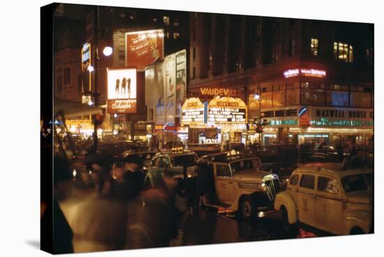 1945: Vaudeville Loew's State Theatre at 1540 Broadway at Night, New York, Ny-Andreas Feininger-Stretched Canvas