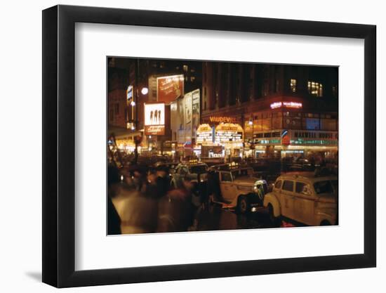 1945: Vaudeville Loew's State Theatre at 1540 Broadway at Night, New York, Ny-Andreas Feininger-Framed Premium Photographic Print