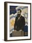 1947 Poster Showing Theodor Herzl with the Flags of Israel and the Zionist Congress-null-Framed Art Print