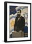 1947 Poster Showing Theodor Herzl with the Flags of Israel and the Zionist Congress-null-Framed Art Print