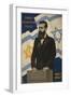 1947 Poster Showing Theodor Herzl with the Flags of Israel and the Zionist Congress-null-Framed Art Print