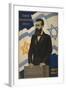 1947 Poster Showing Theodor Herzl with the Flags of Israel and the Zionist Congress-null-Framed Art Print