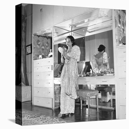 1949: Consuelo Madrigal Putting Make Up on for a Party-Jack Birns-Stretched Canvas