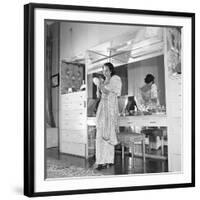 1949: Consuelo Madrigal Putting Make Up on for a Party-Jack Birns-Framed Photographic Print