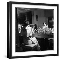 1949: Consuelo Madrigal Putting Make Up on for a Party-Jack Birns-Framed Photographic Print