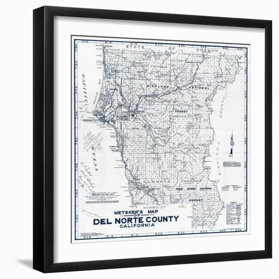 1949, Del Norte County Wall Map, California, United States-null-Framed Premium Giclee Print