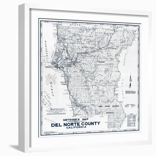 1949, Del Norte County Wall Map, California, United States-null-Framed Giclee Print