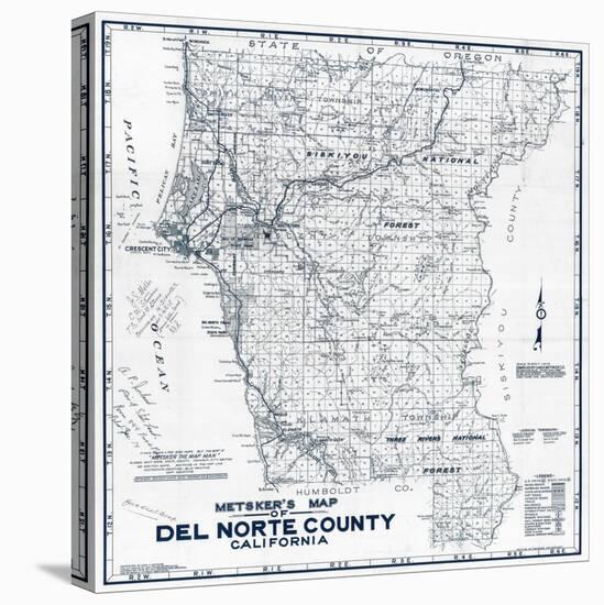 1949, Del Norte County Wall Map, California, United States-null-Stretched Canvas