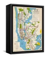 1949, New York Subway Map, New York, United States-null-Framed Stretched Canvas