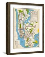 1949, New York Subway Map, New York, United States-null-Framed Giclee Print