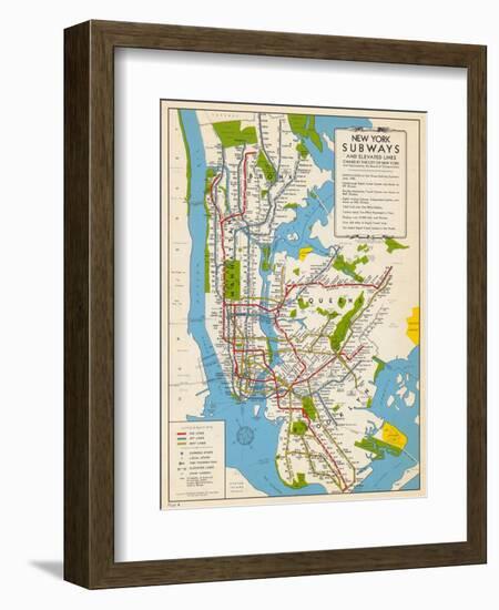 1949, New York Subway Map, New York, United States-null-Framed Giclee Print