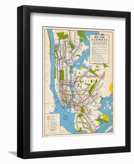 1949, New York Subway Map, New York, United States-null-Framed Giclee Print