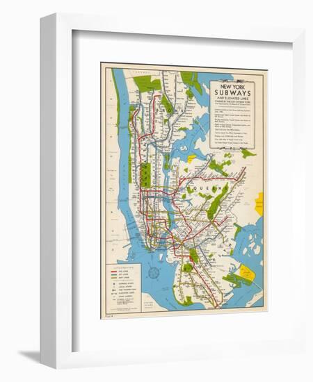 1949, New York Subway Map, New York, United States-null-Framed Giclee Print