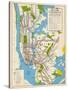 1949, New York Subway Map, New York, United States-null-Stretched Canvas