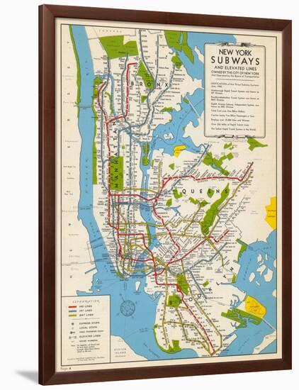 1949, New York Subway Map, New York, United States-null-Framed Giclee Print