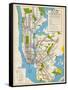 1949, New York Subway Map, New York, United States-null-Framed Stretched Canvas